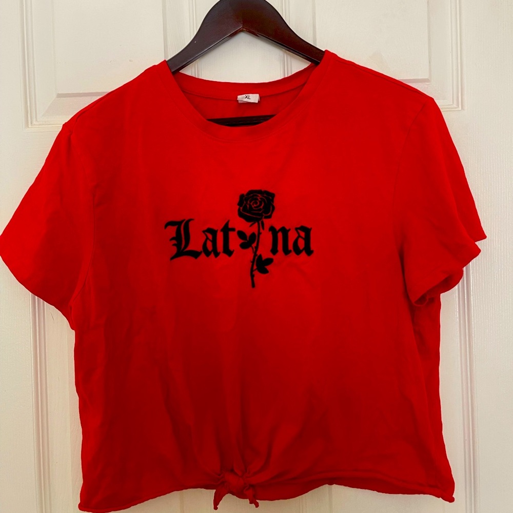 Latina crop front tie  T-shirt